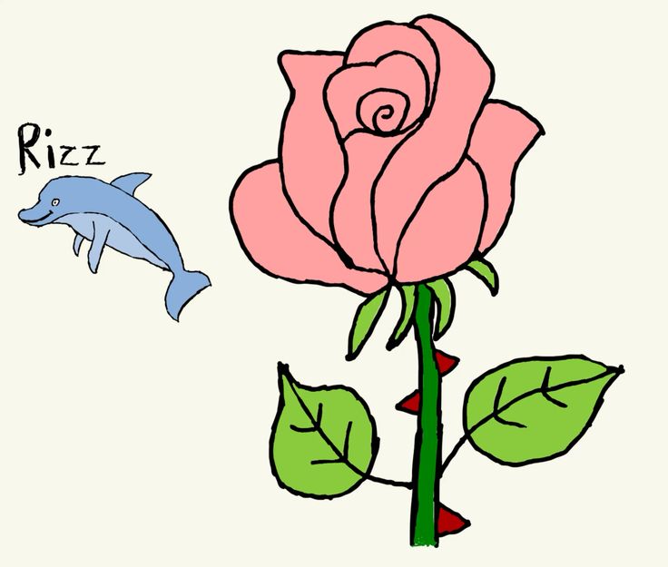 Eine Rose mit einem Delfinrizz, der sich um sie windet